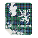Sherpa Blanket - Tartan Blanket Thistle and Lion Scottish Clan Rose Hunting Ancient Plaid Blanket, plaid sherpa blanket queen,purple sherpa blanket,queen sherpa blanket,queen size sherpa blanket,red sherpa blanket,scottish tartan blankets,sherpa blanket,sherpa christmas blanket