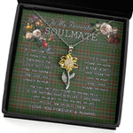 To My Beautiful Soulmate Sunflower Necklace In Your Eyes I Have Found My Home Clan Gayre Tartan Jewelry For Girlfriend, Tartan Sunflower Pendant Necklace, Scottish Tartan Jewelry, valentine necklace, necklace girlfriend, necklace for wife, cute necklaces for girlfriend, jewelry for girlfriend, to my soulmate necklace, to my future wife necklace