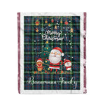 Personalized Gift Tartan Plaid Blanket Clan Bannerman With Funny Santa Snowman Reindeer Merry Christmas Fleece Blanket, Home Living Room, Plaid Blanket, Tartan Blanket, Scottish Blanket, Buffalo fleece blanket, Christmas Blanket