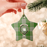 Scotstee Shop - Scotstee Shop Ornament The Cunningham Dress Green Dancers Clan Tartan Crest Star Ceramic Ornament Christmas Gift