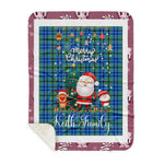Personalized Gift Tartan Plaid Blanket Clan Keith With Funny Santa Snowman Reindeer Merry Christmas Gift Sherpa Blanket, blue plaid sherpa blanket,blue tartan sherpa blanket,Buchan,buffalo plaid sherpa blanket,christmas sherpa blanket,Christmas Throw Blanket