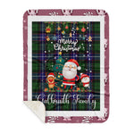 Personalized Gift Tartan Plaid Blanket Clan Galbraith With Funny Santa Snowman Reindeer Merry Christmas Gift Sherpa Blanket, blue plaid sherpa blanket,blue tartan sherpa blanket,Buchan,buffalo plaid sherpa blanket,christmas sherpa blanket,Christmas Throw Blanket