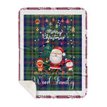Personalized Gift Tartan Plaid Blanket Clan Wood With Funny Santa Snowman Reindeer Merry Christmas Gift Sherpa Blanket, blue plaid sherpa blanket,blue tartan sherpa blanket,Buchan,buffalo plaid sherpa blanket,christmas sherpa blanket,Christmas Throw Blanket