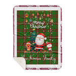 Personalized Gift Tartan Plaid Blanket Clan MacKinnon Hunting Modern With Funny Santa Snowman Reindeer Merry Christmas Gift Sherpa Blanket, blue plaid sherpa blanket,blue tartan sherpa blanket,Buchan,buffalo plaid sherpa blanket,christmas sherpa blanket,Christmas Throw Blanket