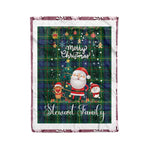 Personalized Gift Tartan Plaid Blanket Clan Stewart Hunting Modern With Funny Santa Snowman Reindeer Merry Christmas Fleece Blanket, Home Living Room, Plaid Blanket, Tartan Blanket, Scottish Blanket, Buffalo fleece blanket, Christmas Blanket