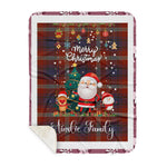 Personalized Gift Tartan Plaid Blanket Clan Ainslie With Funny Santa Snowman Reindeer Merry Christmas Gift Sherpa Blanket, blue plaid sherpa blanket,blue tartan sherpa blanket,Buchan,buffalo plaid sherpa blanket,christmas sherpa blanket,Christmas Throw Blanket