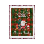 Personalized Gift Tartan Plaid Blanket Clan Menzies With Funny Santa Snowman Reindeer Merry Christmas Fleece Blanket, Home Living Room, Plaid Blanket, Tartan Blanket, Scottish Blanket, Buffalo fleece blanket, Christmas Blanket