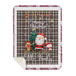 Personalized Gift Tartan Plaid Blanket Clan Little Arisaid With Funny Santa Snowman Reindeer Merry Christmas Gift Sherpa Blanket, blue plaid sherpa blanket,blue tartan sherpa blanket,Buchan,buffalo plaid sherpa blanket,christmas sherpa blanket,Christmas Throw Blanket