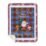 Personalized Gift Tartan Plaid Blanket Clan Skirving With Funny Santa Snowman Reindeer Merry Christmas Gift Sherpa Blanket, blue plaid sherpa blanket,blue tartan sherpa blanket,Buchan,buffalo plaid sherpa blanket,christmas sherpa blanket,Christmas Throw Blanket