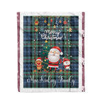 Personalized Gift Tartan Plaid Blanket Clan MacKinlay Ancient With Funny Santa Snowman Reindeer Merry Christmas Fleece Blanket, Home Living Room, Plaid Blanket, Tartan Blanket, Scottish Blanket, Buffalo fleece blanket, Christmas Blanket