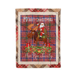 Personalized Gift Plaid Tartan Blanket Clan MacRae Ancient With Moose Lover Xmas Gift Santa Riding Christmas Fleece Blanket