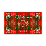Doormat - Welcome Mat Scottish Clan Cameron Modern Tartan Door Mat, Plaid Doormat With Thistle and Two Lion Scottish