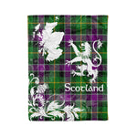Scotstee Shop Tartan Plaid Fleece Blankets Thistle and Lion Scottish Clan Selkirk Plaid Blanket