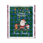 Personalized Gift Tartan Plaid Blanket Clan Kerr Hunting With Funny Santa Snowman Reindeer Merry Christmas Fleece Blanket, Home Living Room, Plaid Blanket, Tartan Blanket, Scottish Blanket, Buffalo fleece blanket, Christmas Blanket