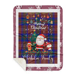 Personalized Gift Tartan Plaid Blanket Clan Chisholm Hunting Modern With Funny Santa Snowman Reindeer Merry Christmas Gift Sherpa Blanket, blue plaid sherpa blanket,blue tartan sherpa blanket,Buchan,buffalo plaid sherpa blanket,christmas sherpa blanket,Christmas Throw Blanket