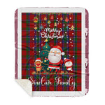 Personalized Gift Tartan Plaid Blanket Clan Sinclair With Funny Santa Snowman Reindeer Merry Christmas Gift Sherpa Blanket, blue plaid sherpa blanket,blue tartan sherpa blanket,Buchan,buffalo plaid sherpa blanket,christmas sherpa blanket,Christmas Throw Blanket