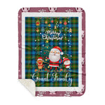 Personalized Gift Tartan Plaid Blanket Clan Grant Hunting With Funny Santa Snowman Reindeer Merry Christmas Gift Sherpa Blanket, blue plaid sherpa blanket,blue tartan sherpa blanket,Buchan,buffalo plaid sherpa blanket,christmas sherpa blanket,Christmas Throw Blanket