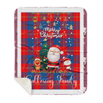 Personalized Gift Tartan Plaid Blanket Clan Galloway With Funny Santa Snowman Reindeer Merry Christmas Gift Sherpa Blanket, blue plaid sherpa blanket,blue tartan sherpa blanket,Buchan,buffalo plaid sherpa blanket,christmas sherpa blanket,Christmas Throw Blanket