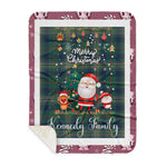 Personalized Gift Tartan Plaid Blanket Clan Kennedy With Funny Santa Snowman Reindeer Merry Christmas Gift Sherpa Blanket, blue plaid sherpa blanket,blue tartan sherpa blanket,Buchan,buffalo plaid sherpa blanket,christmas sherpa blanket,Christmas Throw Blanket