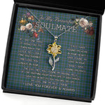 To My Beautiful Soulmate Sunflower Necklace In Your Eyes I Have Found My Home Clan Cockburn Modern Tartan Jewelry For Girlfriend, Tartan Sunflower Pendant Necklace, Scottish Tartan Jewelry, valentine necklace, necklace girlfriend, necklace for wife, cute necklaces for girlfriend, jewelry for girlfriend, to my soulmate necklace, to my future wife necklace