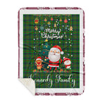 Personalized Gift Tartan Plaid Blanket Clan Kennedy Hunting With Funny Santa Snowman Reindeer Merry Christmas Gift Sherpa Blanket, blue plaid sherpa blanket,blue tartan sherpa blanket,Buchan,buffalo plaid sherpa blanket,christmas sherpa blanket,Christmas Throw Blanket