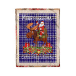 Personalized Gift Plaid Tartan Blanket Clan Ochterlony With Moose Lover Xmas Gift Santa Riding Christmas Fleece Blanket