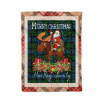 Personalized Gift Plaid Tartan Blanket Clan MacKay Modern With Moose Lover Xmas Gift Santa Riding Christmas Fleece Blanket