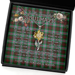 To My Beautiful Soulmate Sunflower Necklace In Your Eyes I Have Found My Home Clan Brodie Tartan Jewelry For Girlfriend, Tartan Sunflower Pendant Necklace, Scottish Tartan Jewelry, valentine necklace, necklace girlfriend, necklace for wife, cute necklaces for girlfriend, jewelry for girlfriend, to my soulmate necklace, to my future wife necklace