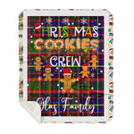 Personalized Gift Tartan Plaid Blanket Clan Glas With Christmas Cookie Baking Crew Christmas Gift Sherpa Blanket, tartan sherpa blanket,buffalo plaid sherpa blanket,christmas sherpa blanket,Christmas Throw Blanket,green plaid sherpa blanket,green sherpa blanket