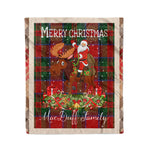 Personalized Gift Plaid Tartan Blanket Clan MacDuff With Moose Lover Xmas Gift Santa Riding Christmas Fleece Blanket