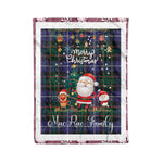 Personalized Gift Tartan Plaid Blanket Clan MacRae Hunting Modern With Funny Santa Snowman Reindeer Merry Christmas Fleece Blanket, Home Living Room, Plaid Blanket, Tartan Blanket, Scottish Blanket, Buffalo fleece blanket, Christmas Blanket