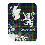 Sherpa Blanket - Tartan Blanket Thistle and Lion Scottish Clan Malcolm Plaid Blanket, plaid sherpa blanket queen,purple sherpa blanket,queen sherpa blanket,queen size sherpa blanket,red sherpa blanket,scottish tartan blankets,sherpa blanket,sherpa christmas blanket