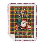 Personalized Gift Tartan Plaid Blanket Clan Buchanan With Funny Santa Snowman Reindeer Merry Christmas Gift Sherpa Blanket, blue plaid sherpa blanket,blue tartan sherpa blanket,Buchan,buffalo plaid sherpa blanket,christmas sherpa blanket,Christmas Throw Blanket
