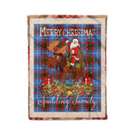 Personalized Gift Plaid Tartan Blanket Clan Spalding With Moose Lover Xmas Gift Santa Riding Christmas Fleece Blanket