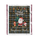 Personalized Gift Tartan Plaid Blanket Clan Farquharson Weathered With Funny Santa Snowman Reindeer Merry Christmas Fleece Blanket, Home Living Room, Plaid Blanket, Tartan Blanket, Scottish Blanket, Buffalo fleece blanket, Christmas Blanket
