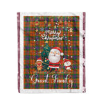 Personalized Gift Tartan Plaid Blanket Clan Grant of Edinchat With Funny Santa Snowman Reindeer Merry Christmas Fleece Blanket, Christmas Blanket, Plaid Blanket, Tartan Blanket,Scottish Blanket