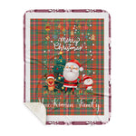 Personalized Gift Tartan Plaid Blanket Clan MacKinnon Ancient With Funny Santa Snowman Reindeer Merry Christmas Gift Sherpa Blanket, blue plaid sherpa blanket,blue tartan sherpa blanket,Buchan,buffalo plaid sherpa blanket,christmas sherpa blanket,Christmas Throw Blanket