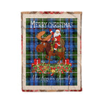 Personalized Gift Plaid Tartan Blanket Clan MacKenzie With Moose Lover Xmas Gift Santa Riding Christmas Fleece Blanket