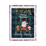Personalized Gift Tartan Plaid Blanket Clan Hardy With Funny Santa Snowman Reindeer Merry Christmas Fleece Blanket, Christmas Blanket, Plaid Blanket, Tartan Blanket,Scottish Blanket