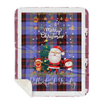 Personalized Gift Tartan Plaid Blanket Clan Rutherford With Funny Santa Snowman Reindeer Merry Christmas Gift Sherpa Blanket, blue plaid sherpa blanket,blue tartan sherpa blanket,Buchan,buffalo plaid sherpa blanket,christmas sherpa blanket,Christmas Throw Blanket