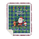 Personalized Gift Tartan Plaid Blanket Clan Haliburton With Funny Santa Snowman Reindeer Merry Christmas Gift Sherpa Blanket, blue plaid sherpa blanket,blue tartan sherpa blanket,Buchan,buffalo plaid sherpa blanket,christmas sherpa blanket,Christmas Throw Blanket