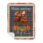 Personalized Gift Plaid Tartan Blanket Clan MacDuff Hunting Ancient With Moose Lover Xmas Gift Santa Riding Buffalo Plaid Christmas Sherpa Blanket