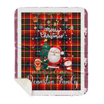 Personalized Gift Tartan Plaid Blanket Clan Denniston Orginal With Funny Santa Snowman Reindeer Merry Christmas Gift Sherpa Blanket, blue plaid sherpa blanket,blue tartan sherpa blanket,Buchan,buffalo plaid sherpa blanket,christmas sherpa blanket,Christmas Throw Blanket
