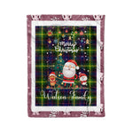 Personalized Gift Tartan Plaid Blanket Clan Watson Modern With Funny Santa Snowman Reindeer Merry Christmas Fleece Blanket, Home Living Room, Plaid Blanket, Tartan Blanket, Scottish Blanket, Buffalo fleece blanket, Christmas Blanket