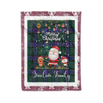 Personalized Gift Tartan Plaid Blanket Clan Sinclair Hunting Modern With Funny Santa Snowman Reindeer Merry Christmas Fleece Blanket, Home Living Room, Plaid Blanket, Tartan Blanket, Scottish Blanket, Buffalo fleece blanket, Christmas Blanket