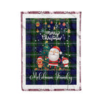 Personalized Gift Tartan Plaid Blanket Clan Meldrum With Funny Santa Snowman Reindeer Merry Christmas Fleece Blanket, Home Living Room, Plaid Blanket, Tartan Blanket, Scottish Blanket, Buffalo fleece blanket, Christmas Blanket