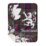 Sherpa Blanket - Tartan Blanket Thistle and Lion Scottish Clan MacDonald Plaid Blanket, plaid sherpa blanket queen,purple sherpa blanket,queen sherpa blanket,queen size sherpa blanket,red sherpa blanket,scottish tartan blankets,sherpa blanket,sherpa christmas blanket