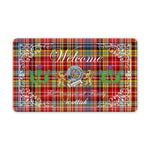 Doormat - Welcome Mat Scottish Clan Badge Drummond Of Strathallan Tartan Door Mat, Plaid Doormat With Thistle and Two Lion Scottish