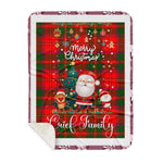 Personalized Gift Tartan Plaid Blanket Clan Crief With Funny Santa Snowman Reindeer Merry Christmas Gift Sherpa Blanket, blue plaid sherpa blanket,blue tartan sherpa blanket,Buchan,buffalo plaid sherpa blanket,christmas sherpa blanket,Christmas Throw Blanket