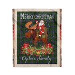 Personalized Gift Plaid Tartan Blanket Clan Ogilvie Hunting With Moose Lover Xmas Gift Santa Riding Christmas Fleece Blanket